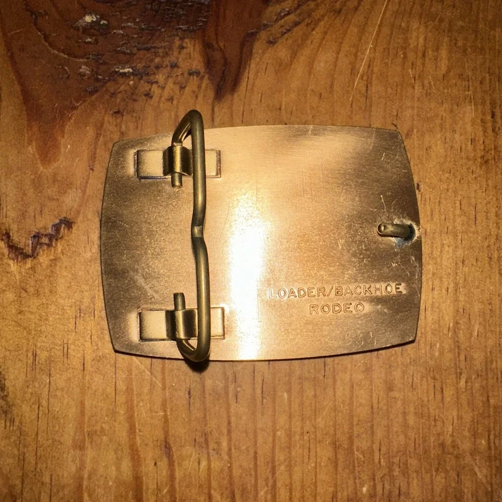 Case Rodeo Backhoe Loader Tractor Brass w/ Black Inlay Belt Buckle Construction